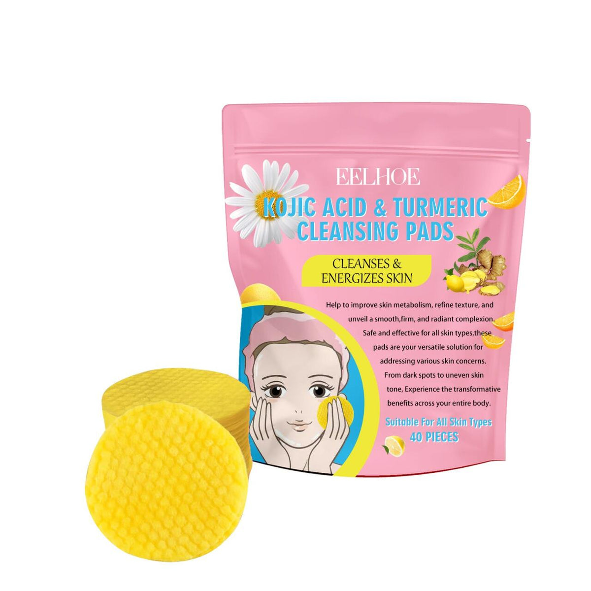 Discos Limpiadores Faciales con Ácido Kójico y Cúrcuma – Limpieza y Luminosidad