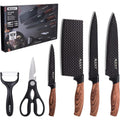 Juego de Cuchillos de Cocina 6 Piezas con Pelador Cerámico, Tijeras y Caja – Negro