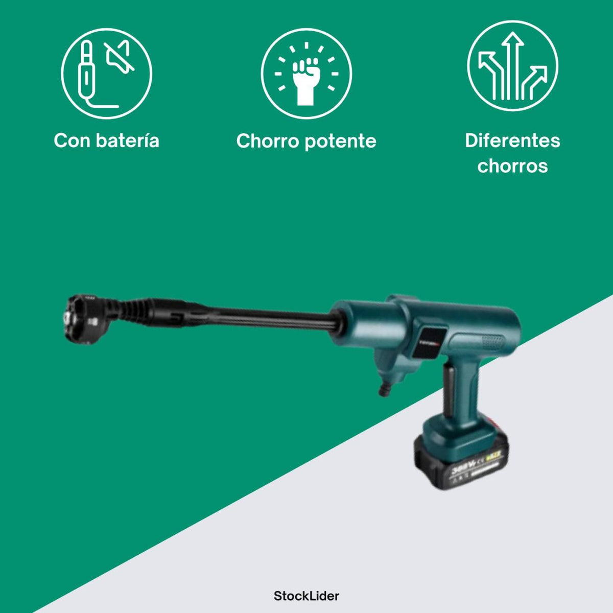 Pistola de Agua a Presión Inalámbrica con 2 Baterías – Jardín, Coche y Hogar | 30 Bar