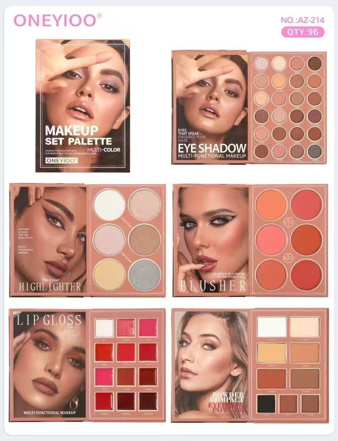 Paleta de Maquillaje Todo en Uno – Sombras, Colorete, Iluminador y Gloss | ONEYIOO