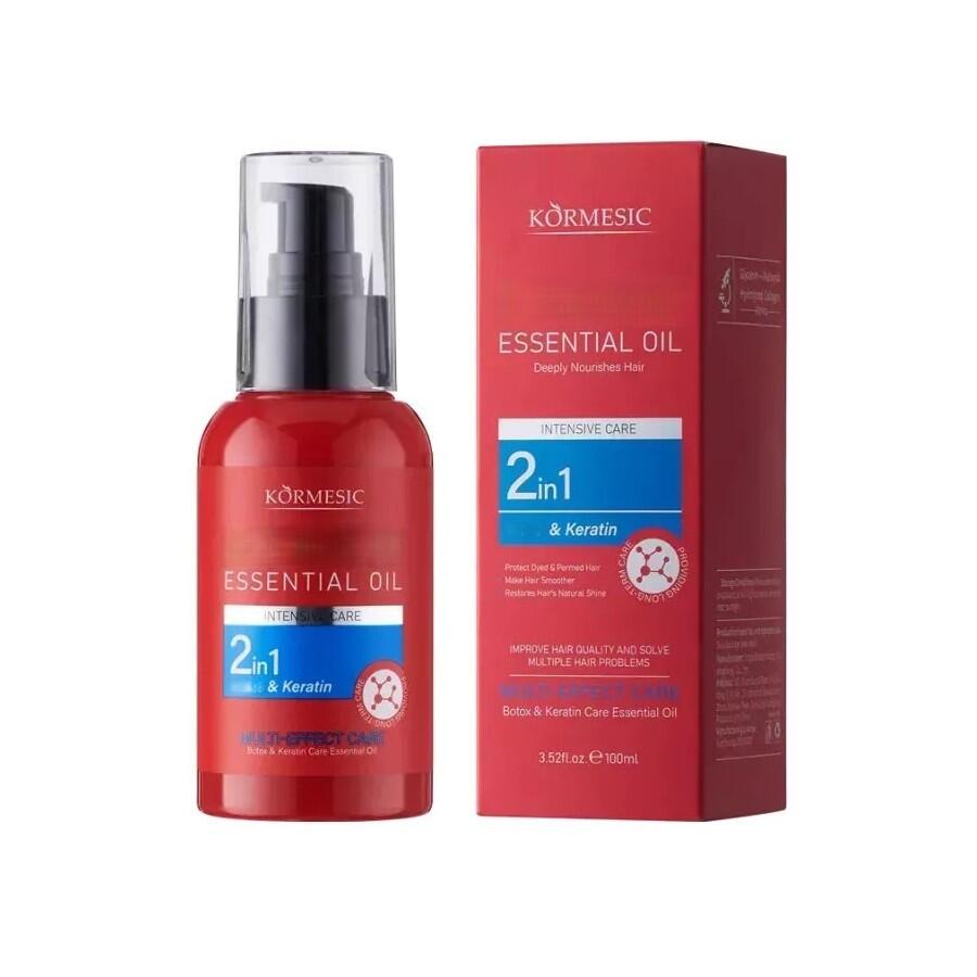 Aceite Capilar 2 en 1 con Keratina 100 ml – Kormesic, para Cabello Seco y Sin Brillo